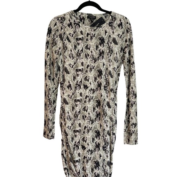 Rag & Bone Tan Snake Poppy Draped Mini Dress Long Sleeve Women's Size M NWT - Picture 5 of 11